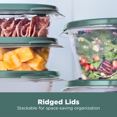 Rubbermaid 12 Pack TakeAlongs Clear Food Storage Container, Lid, 4 Cup, Green