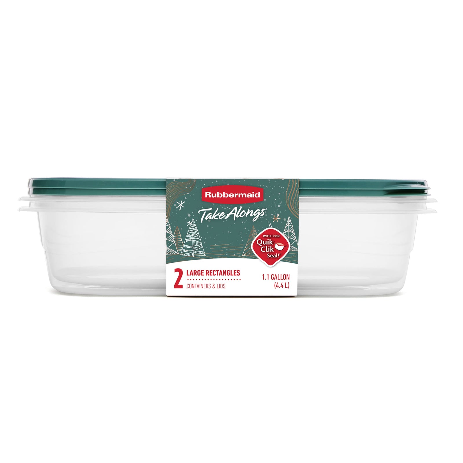 Rubbermaid Clear Food Storage Container with Lid, 1.1 Gal, Green, Pack of 2 - VMInnovations