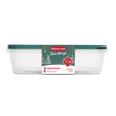 Rubbermaid Clear Food Storage Container with Lid, 1.1 Gal, Green, Pack of 2 - VMInnovations