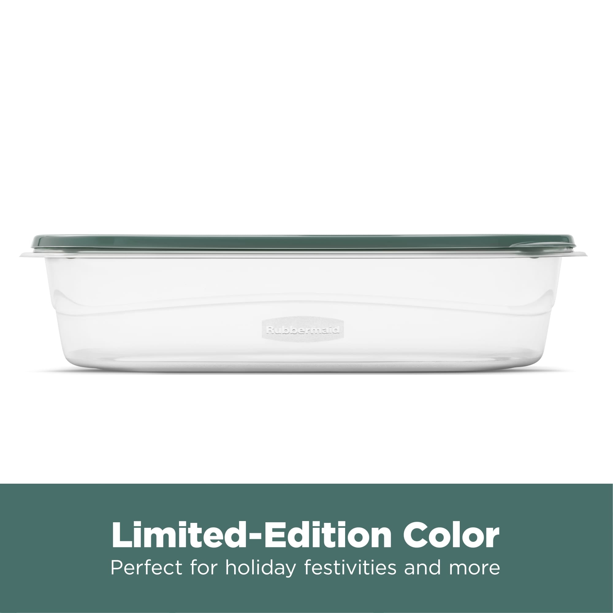 Rubbermaid Clear Food Storage Container with Lid, 1.1 Gal, Green, Pack of 2 - VMInnovations