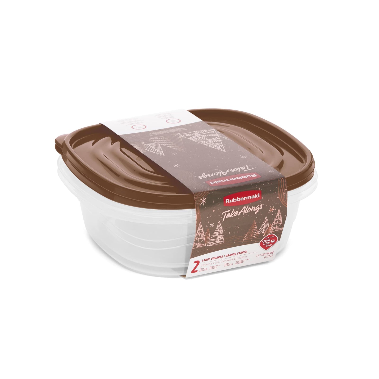 Rubbermaid Clear Food Storage Container with Lid, 11.7 Cup, Brown, Pack of 2 - VMInnovations