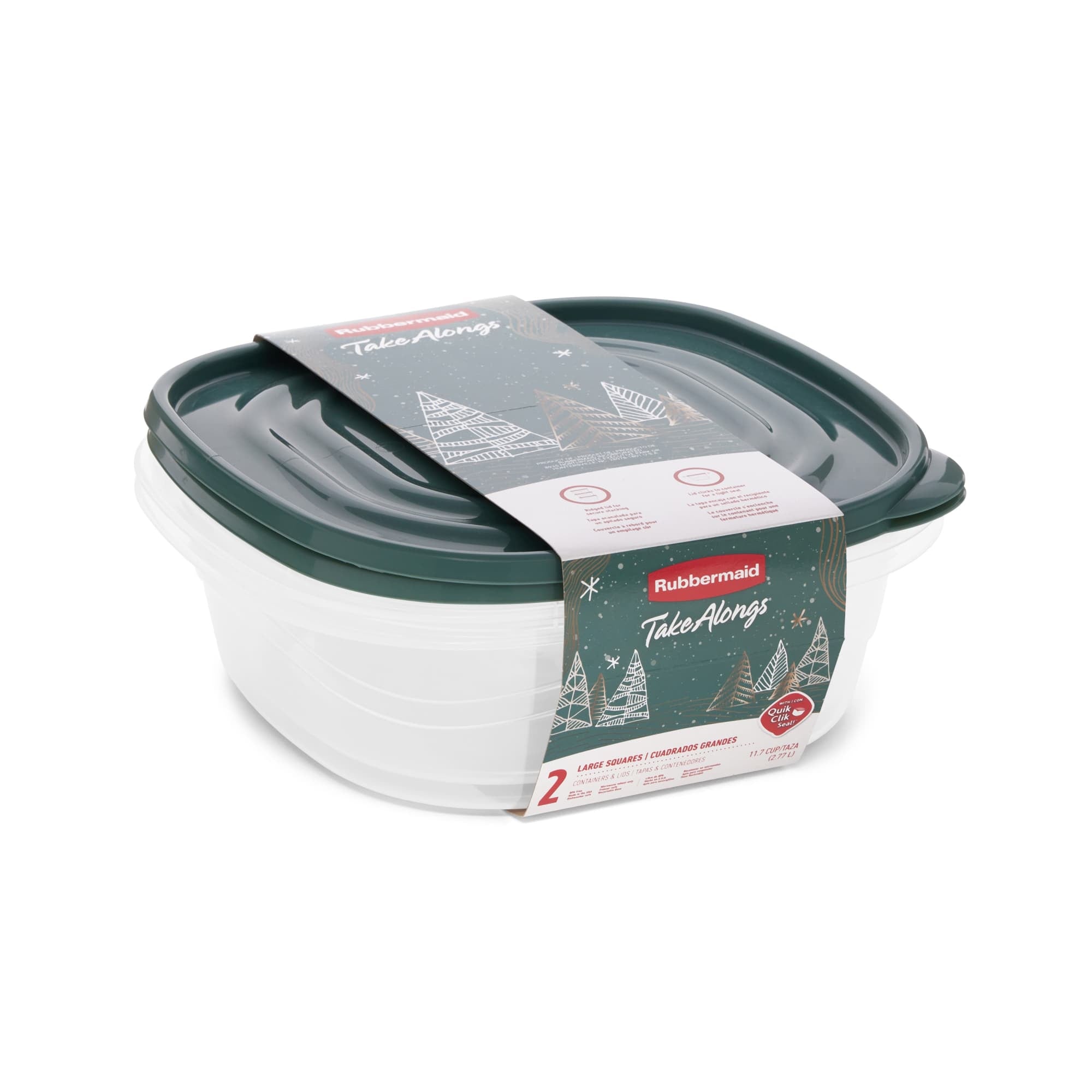 Rubbermaid Clear Food Storage Container with Lid, 11.7 Cup, Brown, Pack of 2 - VMInnovations