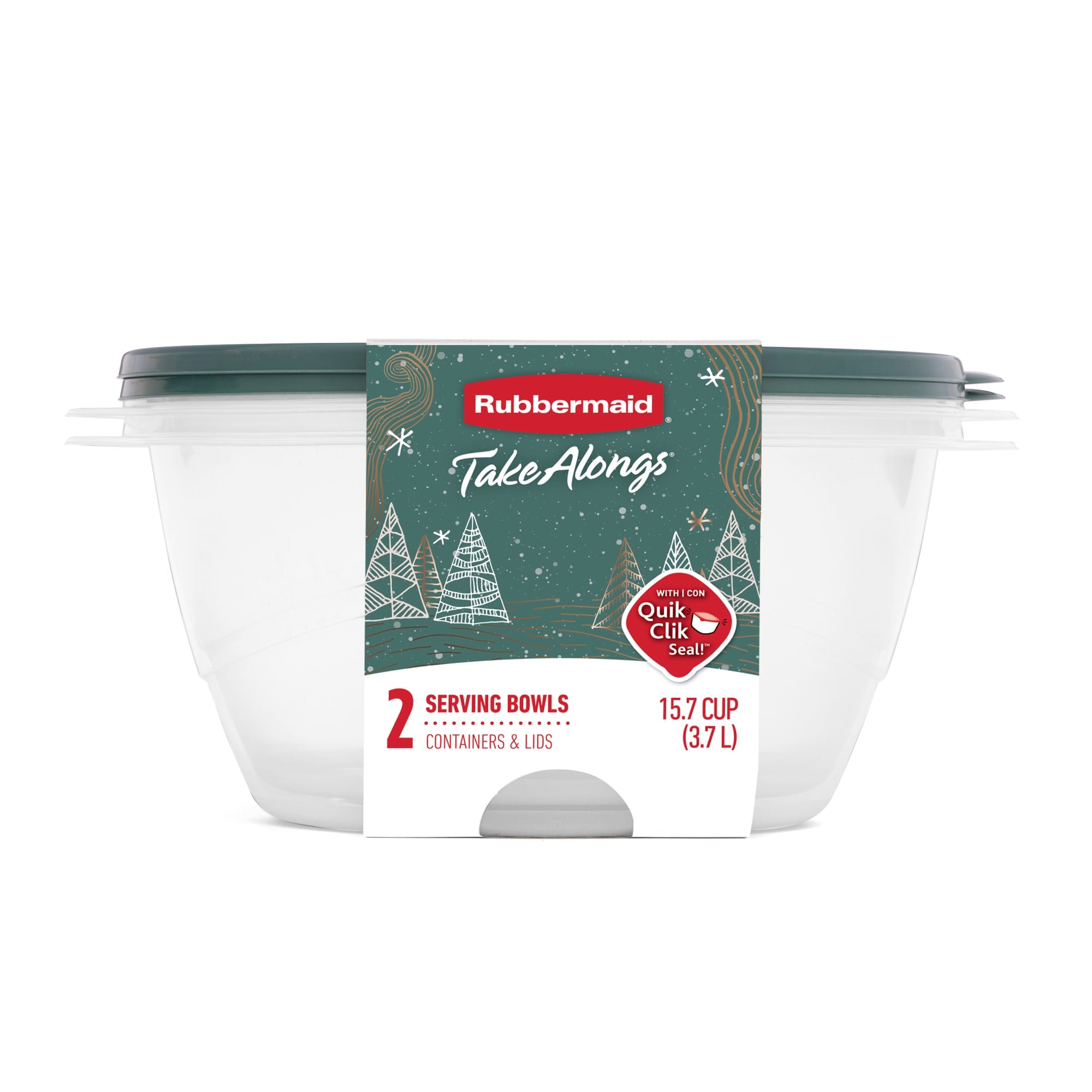 Rubbermaid Clear Food Storage Container with Lid, 15.7 Cup, Green, Pack of 2 - VMInnovations