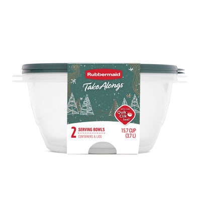 Rubbermaid Clear Food Storage Container with Lid, 15.7 Cup, Green, Pack of 2 - VMInnovations