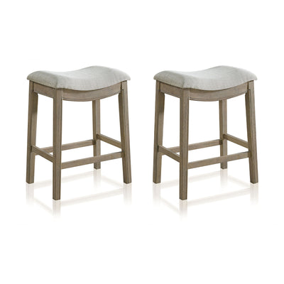 ROME + OAK Parker Backless Saddle Counter Stool, Reclaimed Oak, Grey, 2 Pack