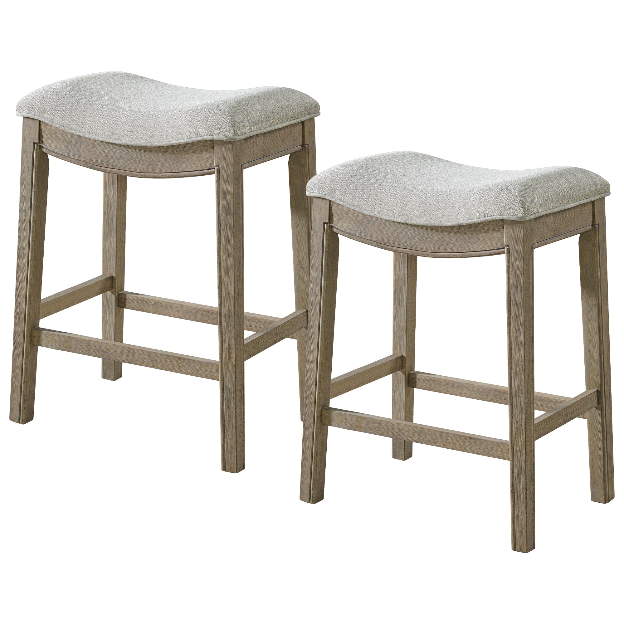 ROME + OAK Parker Backless Saddle Counter Stool, Reclaimed Oak, Grey, 2 Pack