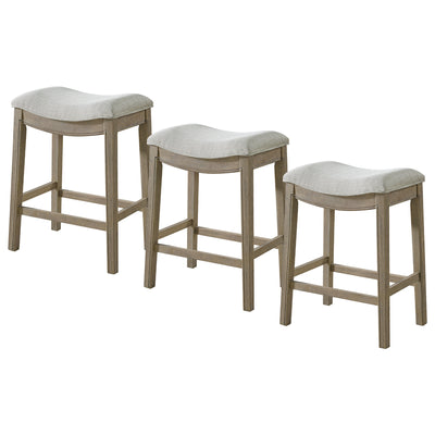 ROME + OAK Parker Backless Saddle Counter Stool, Reclaimed Oak, Grey, 3 Pack