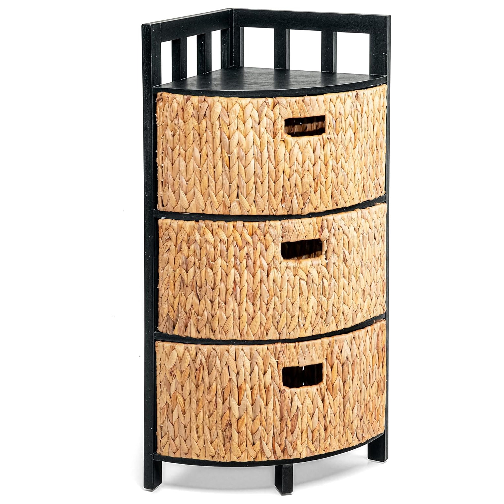 Homestead Corner Storage Cabinet, Hand-Woven Baskets Triangular Base (Open Box)
