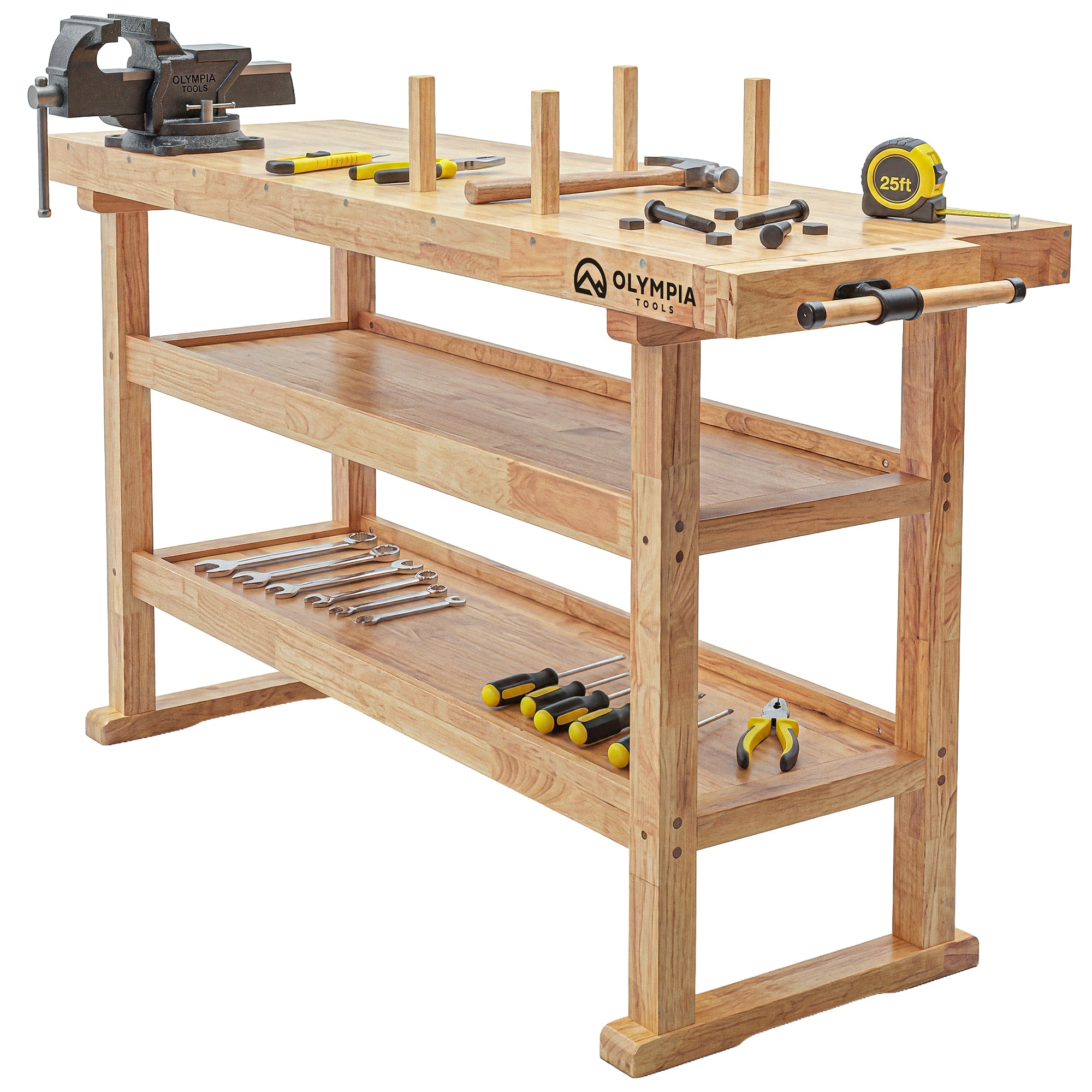 Olympia Tools 60-Inch Solid Rubberwood Heavy Duty Workbench, 450 Lbs Capacity - VMInnovations