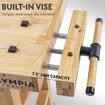 Olympia Tools 60-Inch Solid Rubberwood Heavy Duty Workbench, 450 Lbs Capacity - VMInnovations