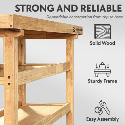 Olympia Tools 60-Inch Solid Rubberwood Heavy Duty Workbench, 450 Lbs Capacity - VMInnovations