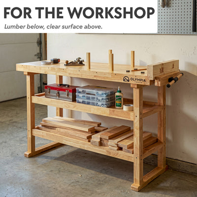 Olympia Tools 60-Inch Solid Rubberwood Heavy Duty Workbench, 450 Lbs Capacity - VMInnovations