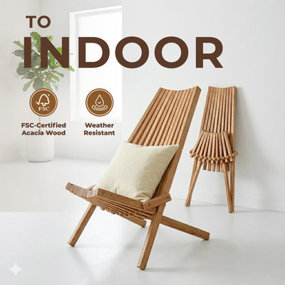 Melino Wooden Folding Tamarack Chair Set for Patio and Outdoor, Walnut(Open Box)