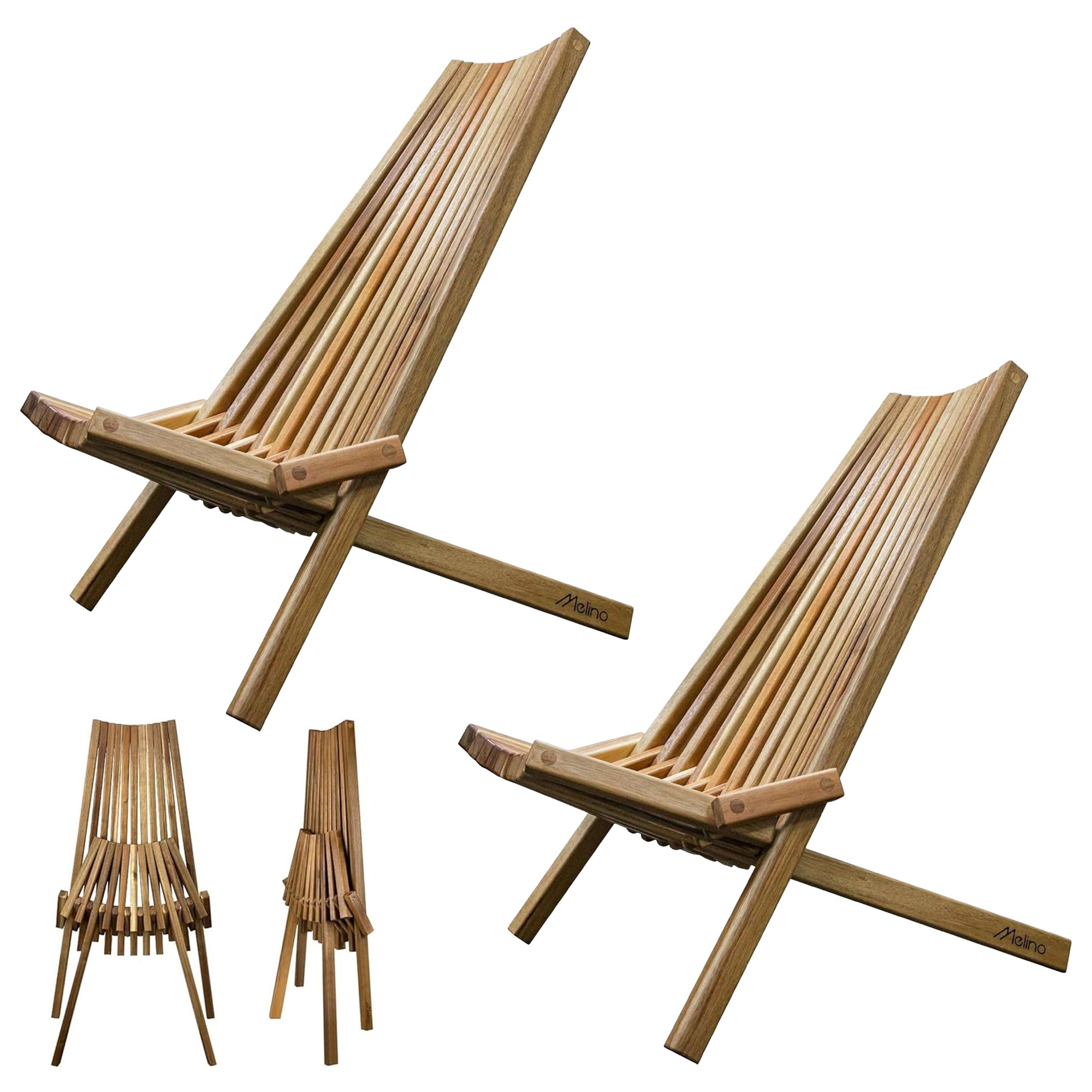 Melino 2-Piece Wooden Folding Tamarack Chair Set for Patio and Outdoor(Open Box)