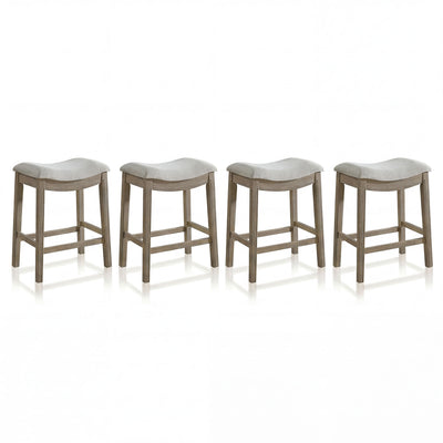 ROME + OAK Parker Backless Saddle Counter Stool, Reclaimed Oak, Grey, 4 Pack