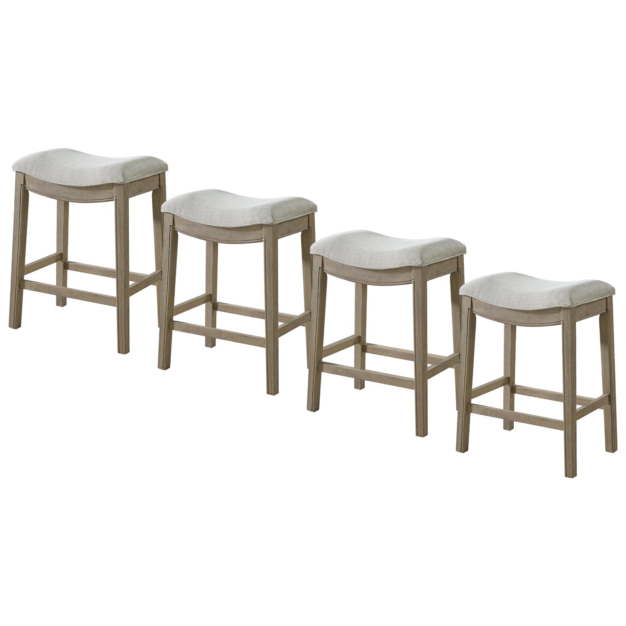 ROME + OAK Parker Backless Saddle Counter Stool, Reclaimed Oak, Grey, 4 Pack