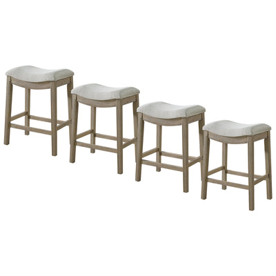 ROME + OAK Parker Backless Saddle Counter Stool, Reclaimed Oak, Grey, 4 Pack