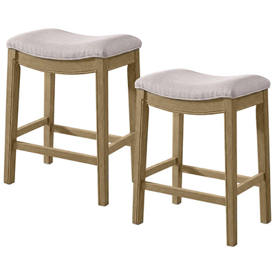 ROME + OAK Parker Backless Saddle Counter Stool, Natural, Cream Upholstery, 2 Pack