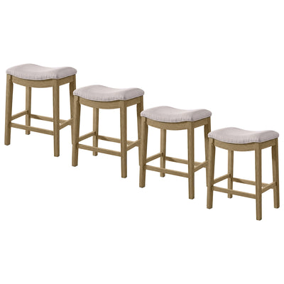 ROME + OAK Parker Backless Saddle Counter Stool, Natural, Cream Upholstery, 4 Pack