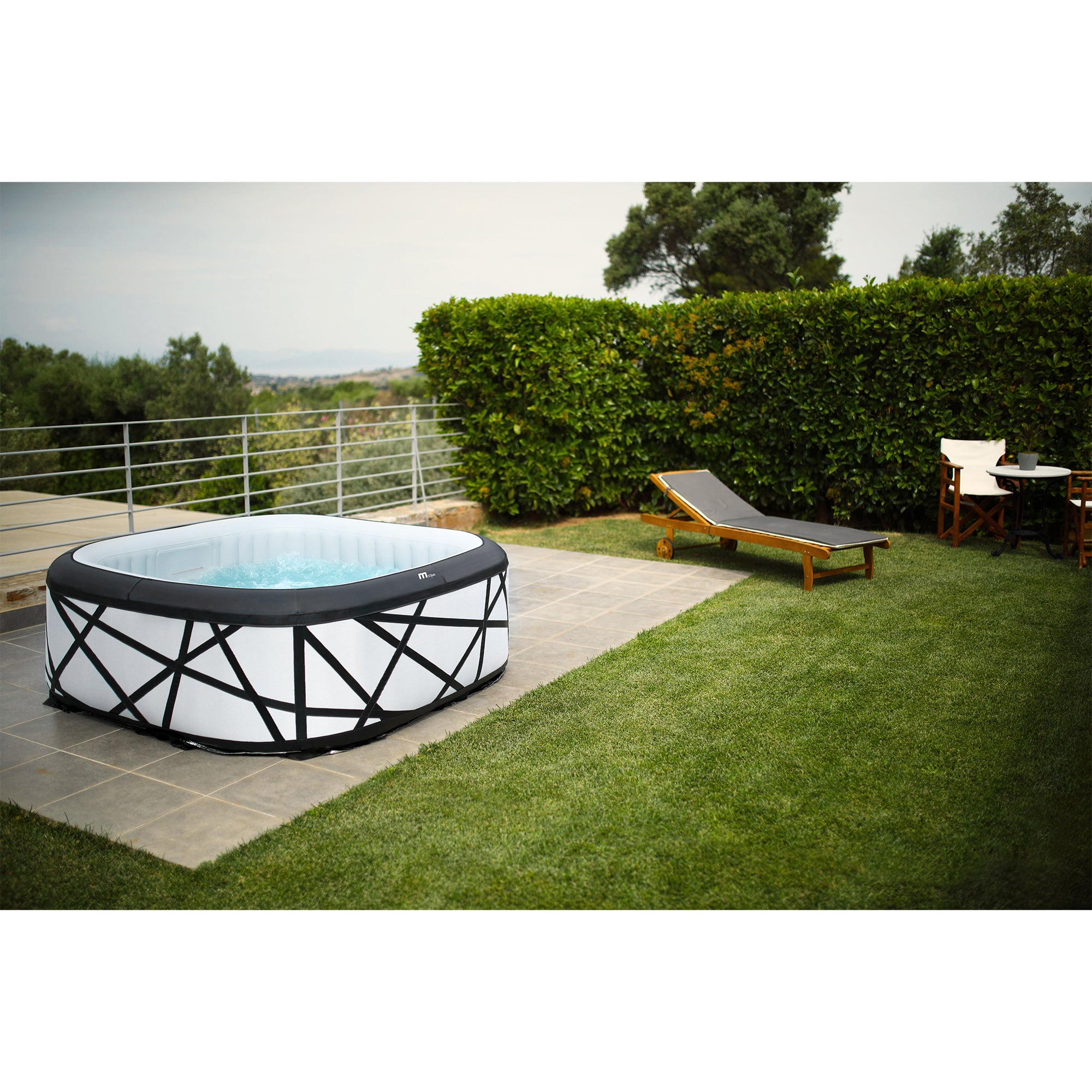 MSpa Soho Square Inflatable Bubble Massage Spa for 4-6 Person, Energy-Saving - VMInnovations
