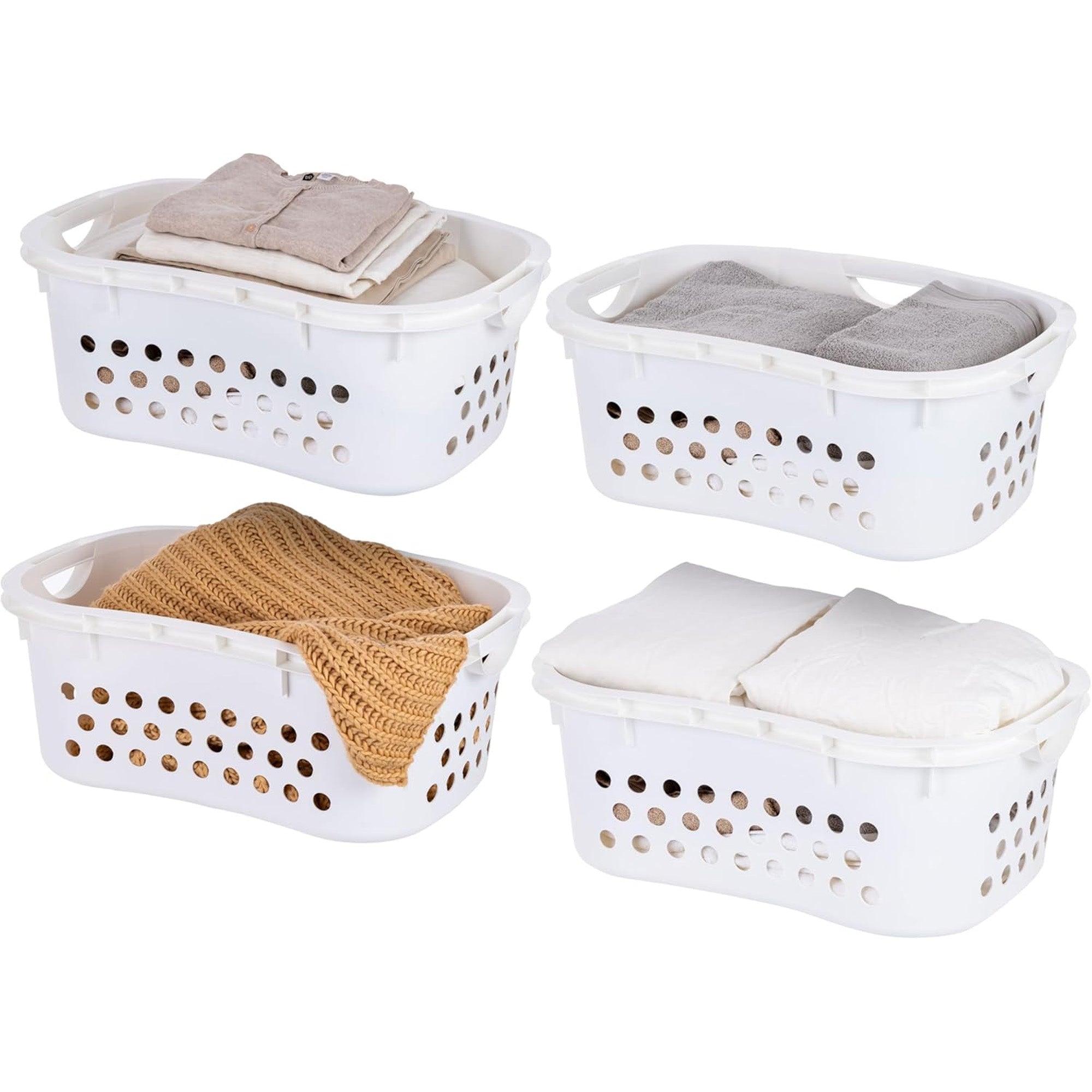 IRIS 4 Pk Comfort Carry Lightweight Laundry Basket W Ergonomic Curves (Open Box)
