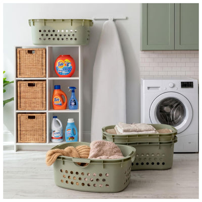 IRIS 4 Pack Comfort Carry Lightweight Laundry Basket w/ Ergonomic Curves, Green (Open Box)