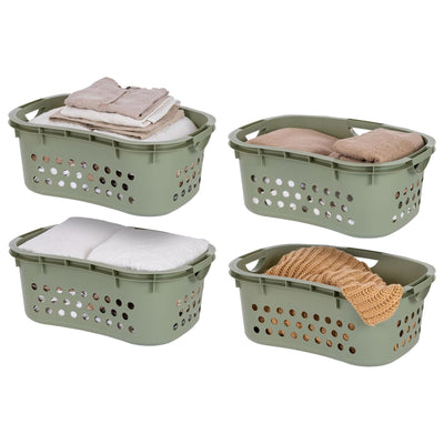 IRIS 4 Pack Comfort Carry Lightweight Laundry Basket w/ Ergonomic Curves, Green (Open Box)