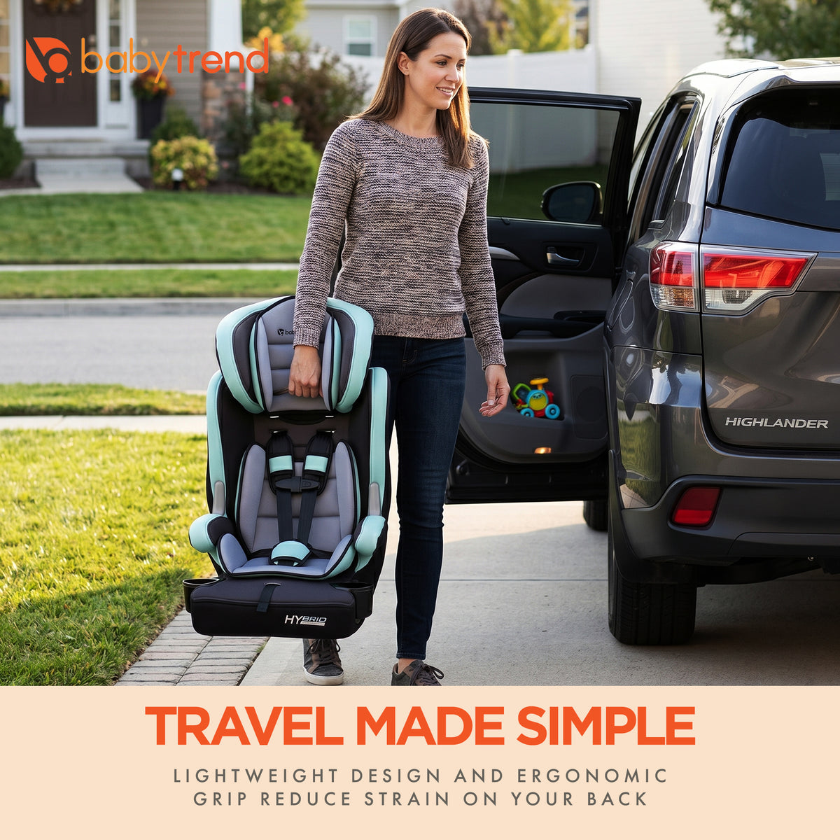 Baby Trend Hybrid 3-in-1 Booster Car Seat with 5-Point Safety Harness, Blue