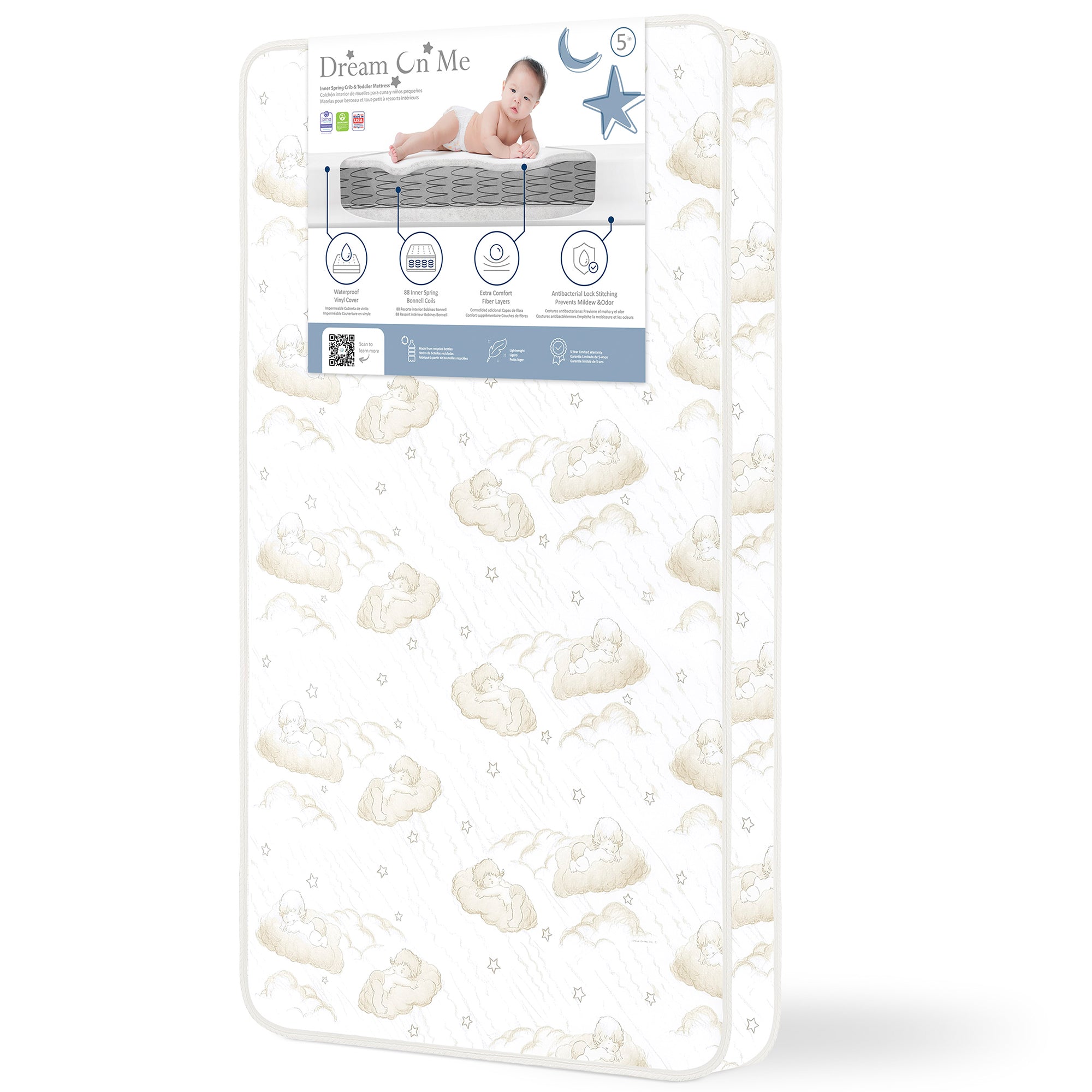 Dream on Me Twilight 5″ 88 Coil Innerspring Crib And Toddler Mattress