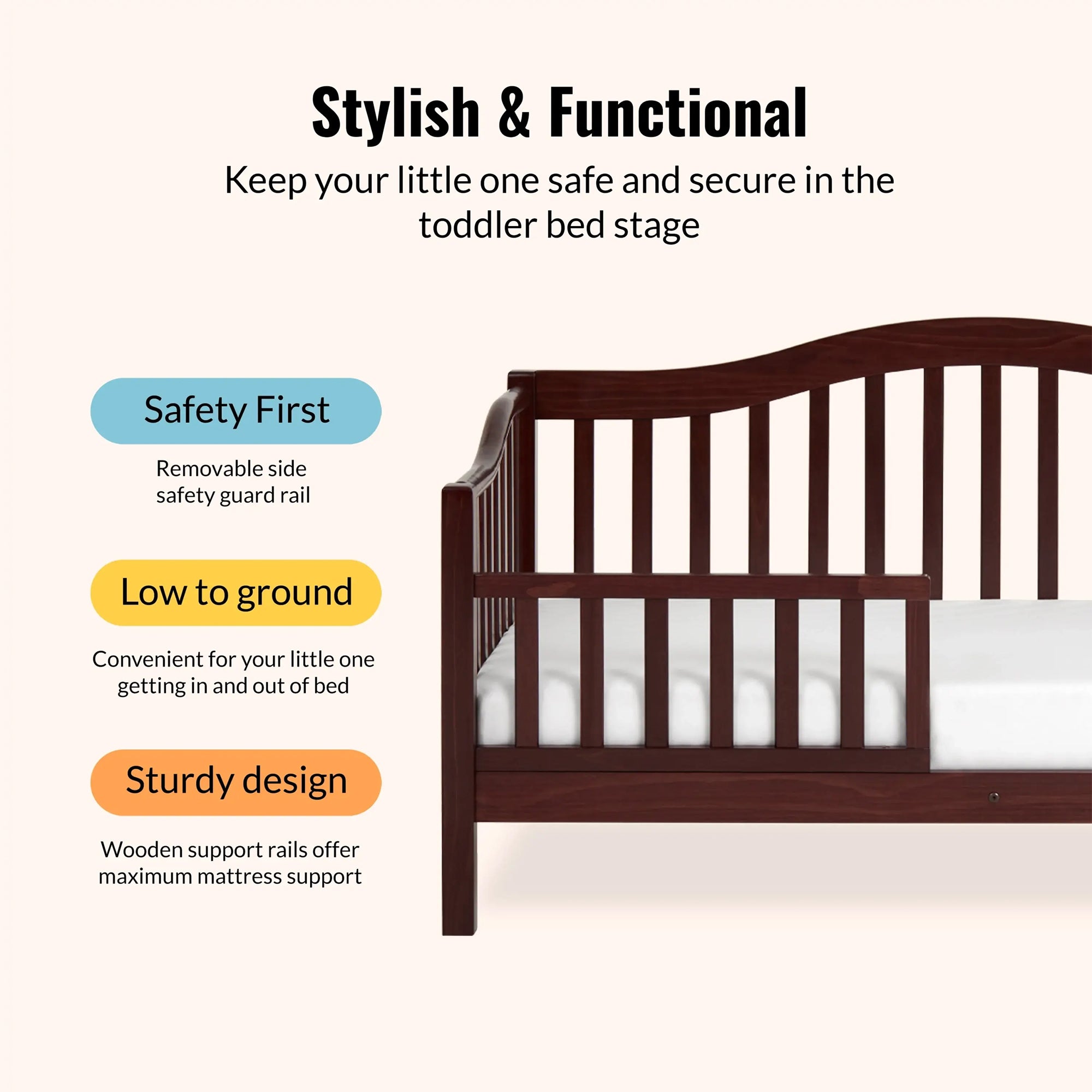 Dream on Me Austin Toddler Day Bed, New Zealand Pinewood, Espresso