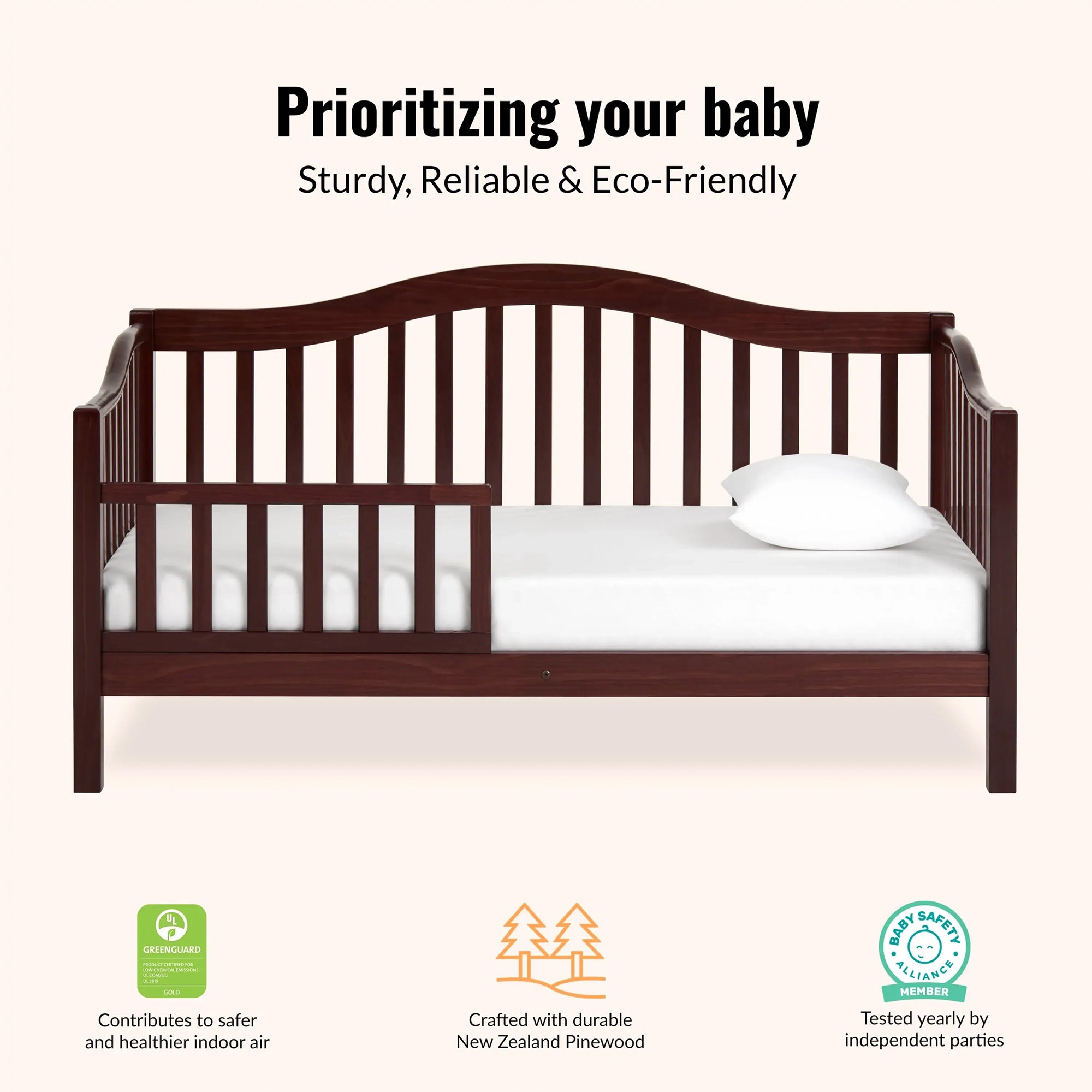 Dream on Me Austin Toddler Day Bed, New Zealand Pinewood, Espresso