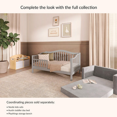 Dream on Me Austin Toddler Day Bed, Low-Profile Pinewood Frame, Pebble Grey