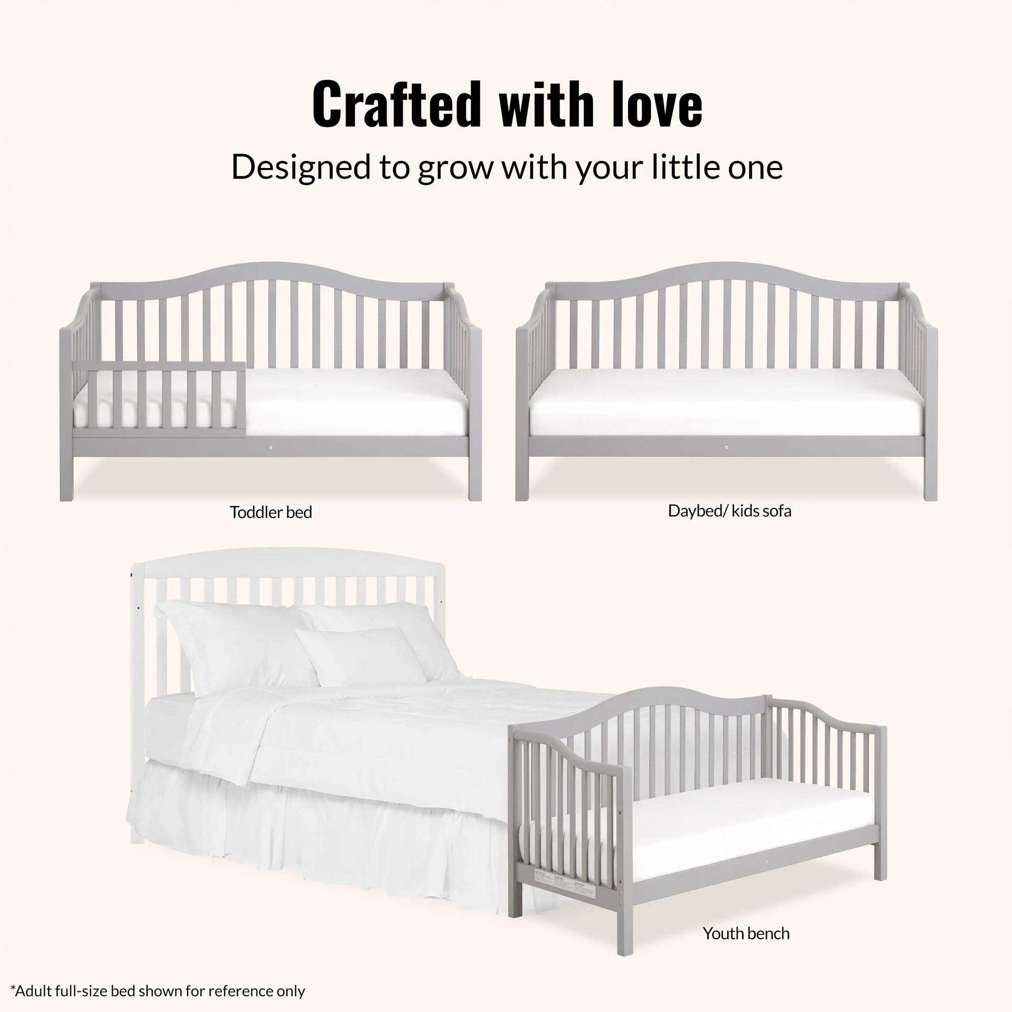 Dream on Me Austin Toddler Day Bed, Low-Profile Pinewood Frame, Pebble Grey
