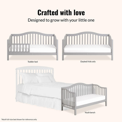 Dream on Me Austin Toddler Day Bed, Low-Profile Pinewood Frame, Pebble Grey
