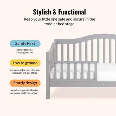Dream on Me Austin Toddler Day Bed, Low-Profile Pinewood Frame, Pebble Grey