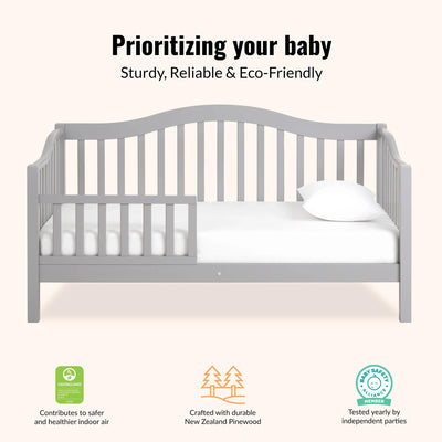 Dream on Me Austin Toddler Day Bed, Low-Profile Pinewood Frame, Pebble Grey