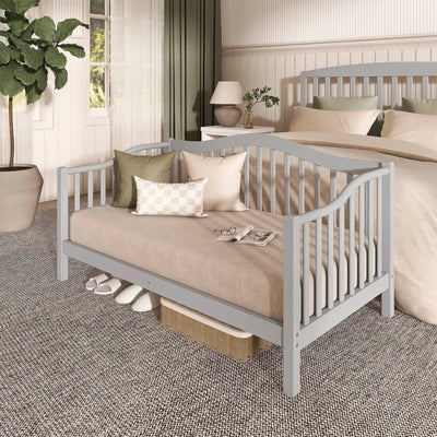Dream on Me Austin Toddler Day Bed, Low-Profile Pinewood Frame, Pebble Grey