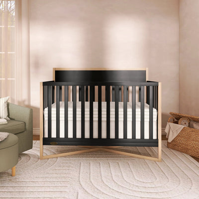Dream on Me Owen 5-in-1 Convertible Crib, X-Base Design, Matte Black
