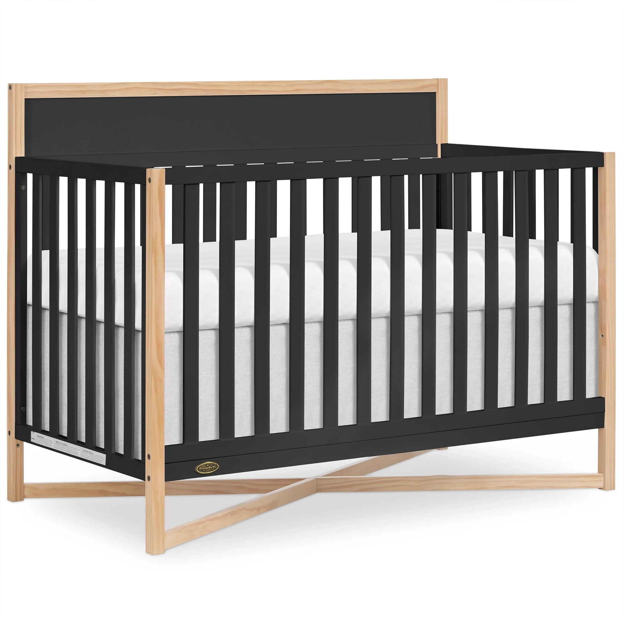 Dream on Me Owen 5-in-1 Convertible Crib, X-Base Design, Matte Black