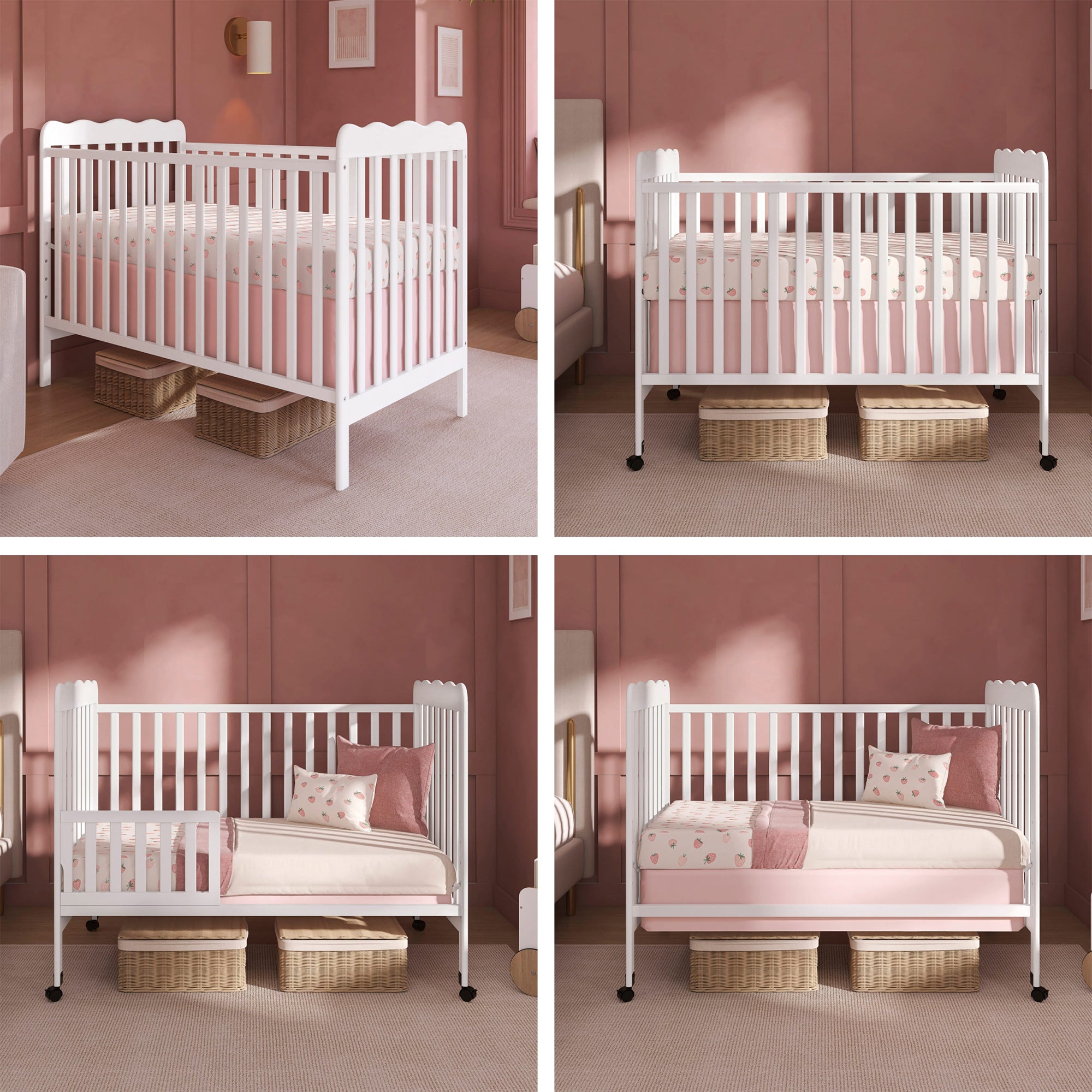 Dream on Me Carson Convertible Crib 3-in-1, New Zealand Pinewood, White