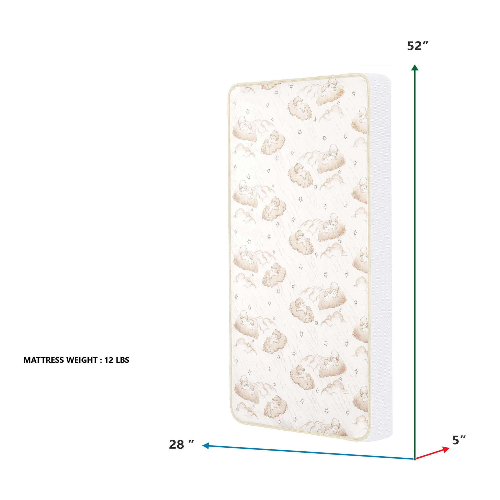 Dream on Me Holly 5 Inch Crib Mattress 52x28, Waterproof, White and Brown (Used)