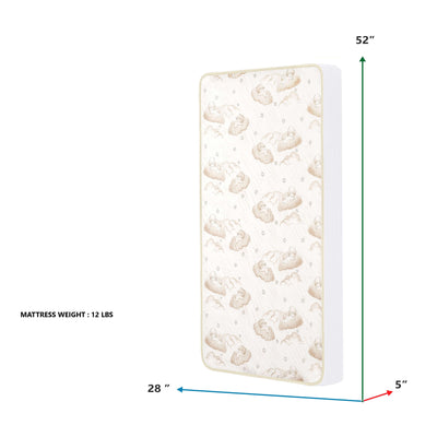 Dream on Me Holly 5 Inch Crib Mattress 52x28, Waterproof, White and Brown (Used)