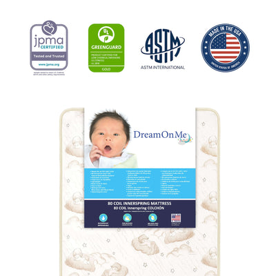 Dream on Me Holly 5 Inch Crib Mattress 52x28, Waterproof, White and Brown (Used)