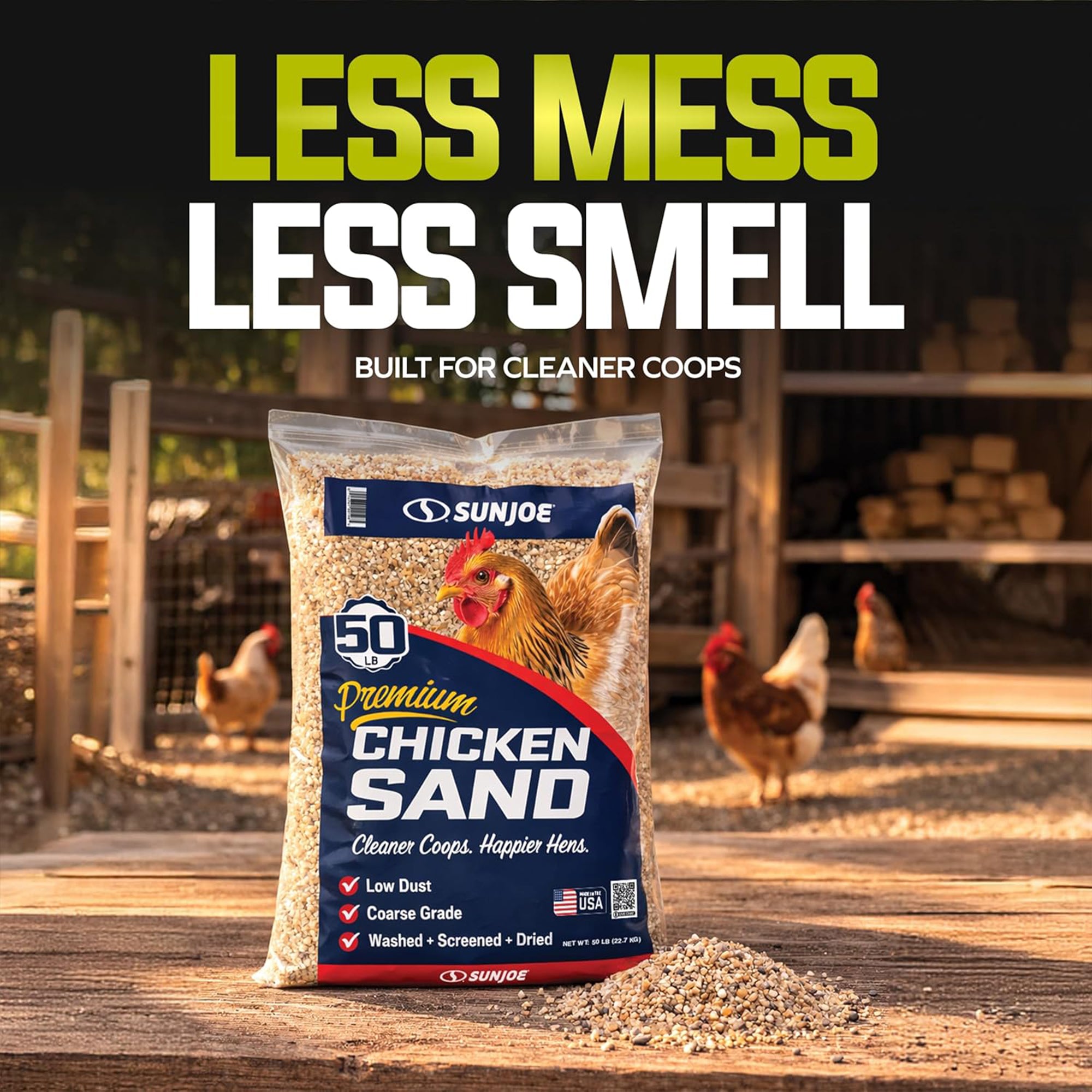 Premium Chicken Coop Sand, Natural Mineral Poultry Bedding, 50 lb Bag, 2 Pack