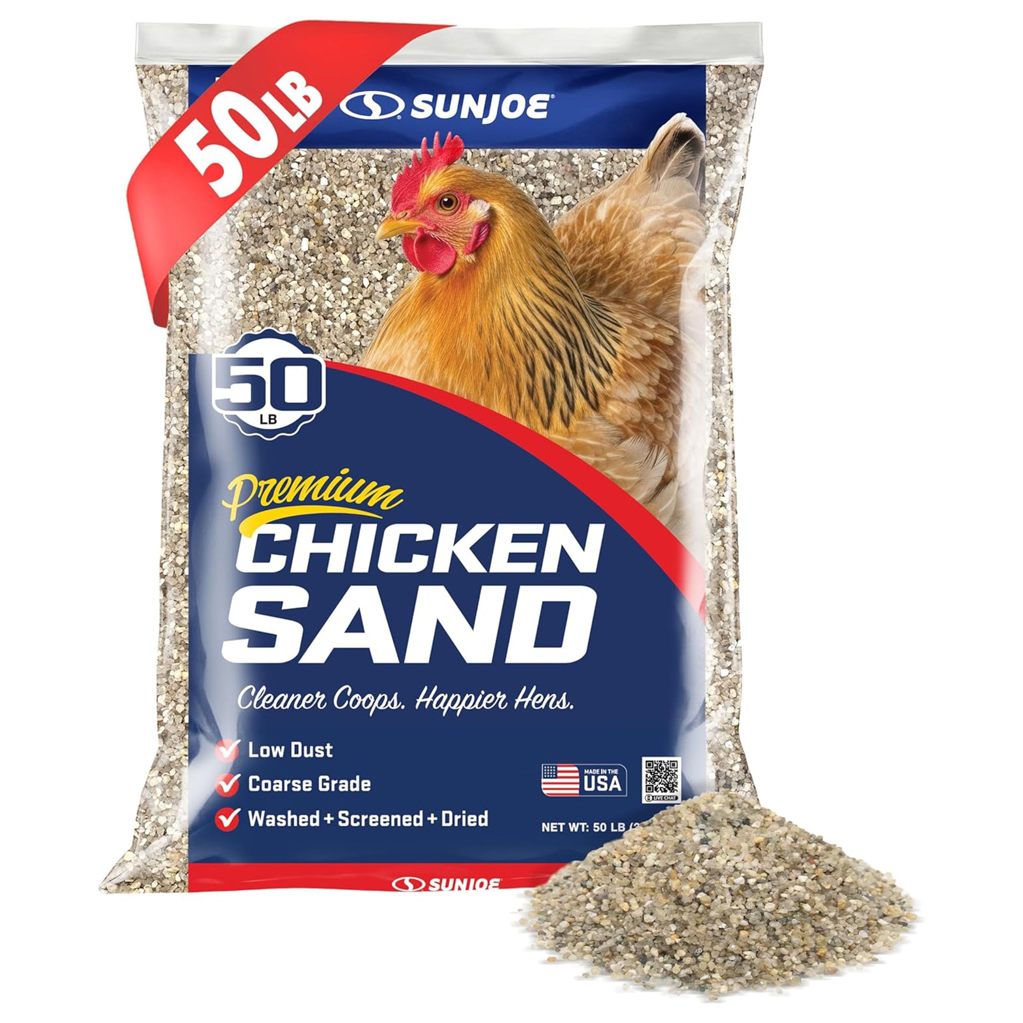 Premium Chicken Coop Sand, Natural Mineral Poultry Bedding, 50 lb Bag, 4 Pack
