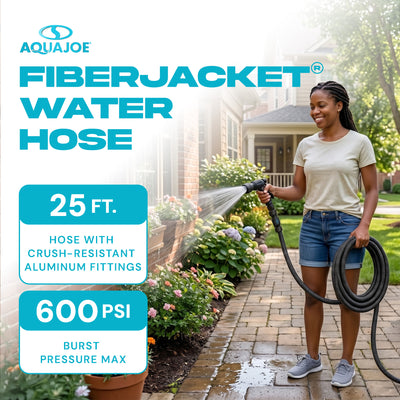 Aqua Joe FiberJacket Garden Hose, Kink-Resistant, 25' x 5/8" Diameter