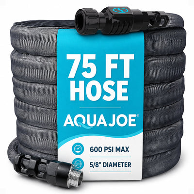 Aqua Joe FiberJacket Garden Hose, Kink-Resistant, 75' x 5/8" Diameter