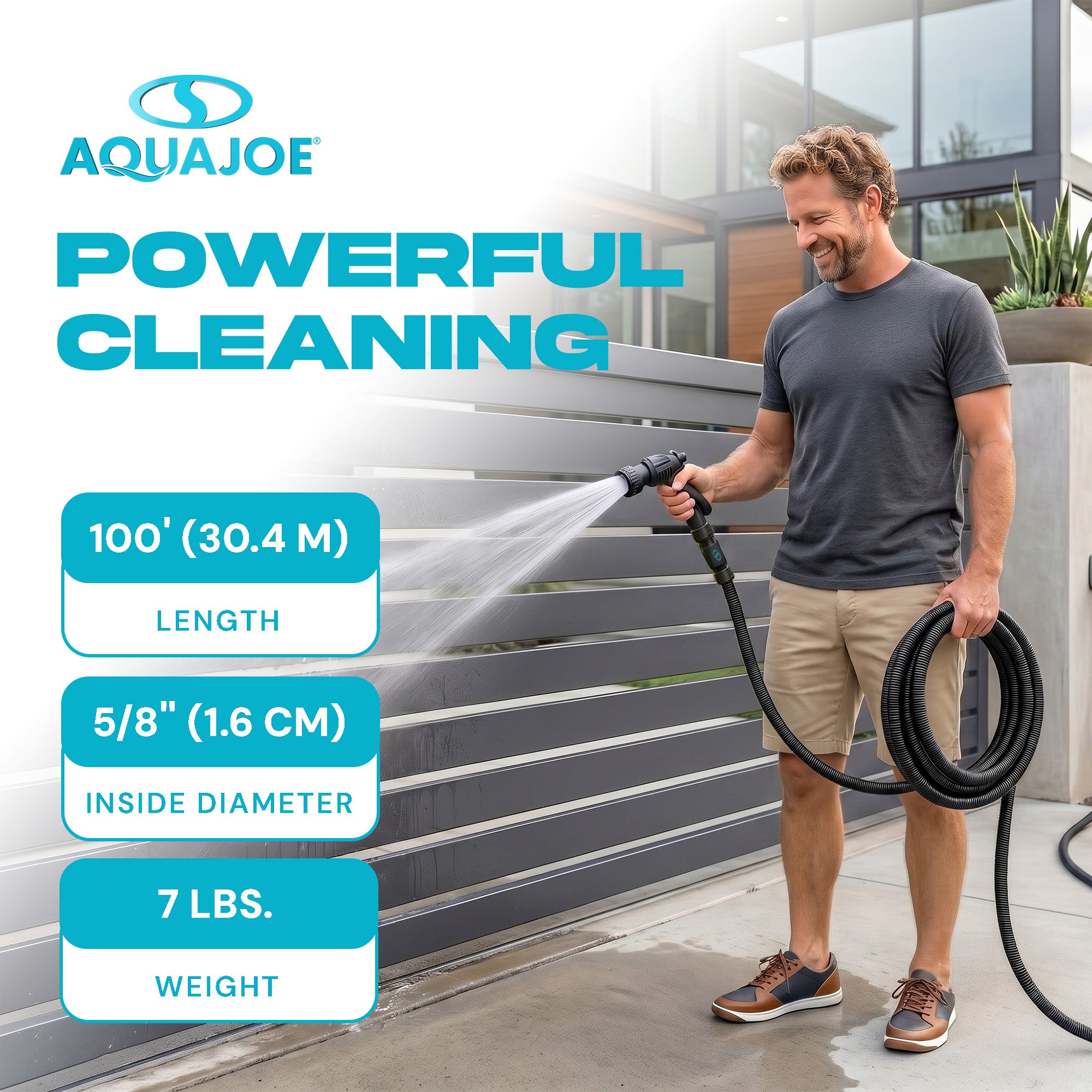 Aqua Joe FiberJacket Garden Hose, Kink-Resistant, (Open Box)