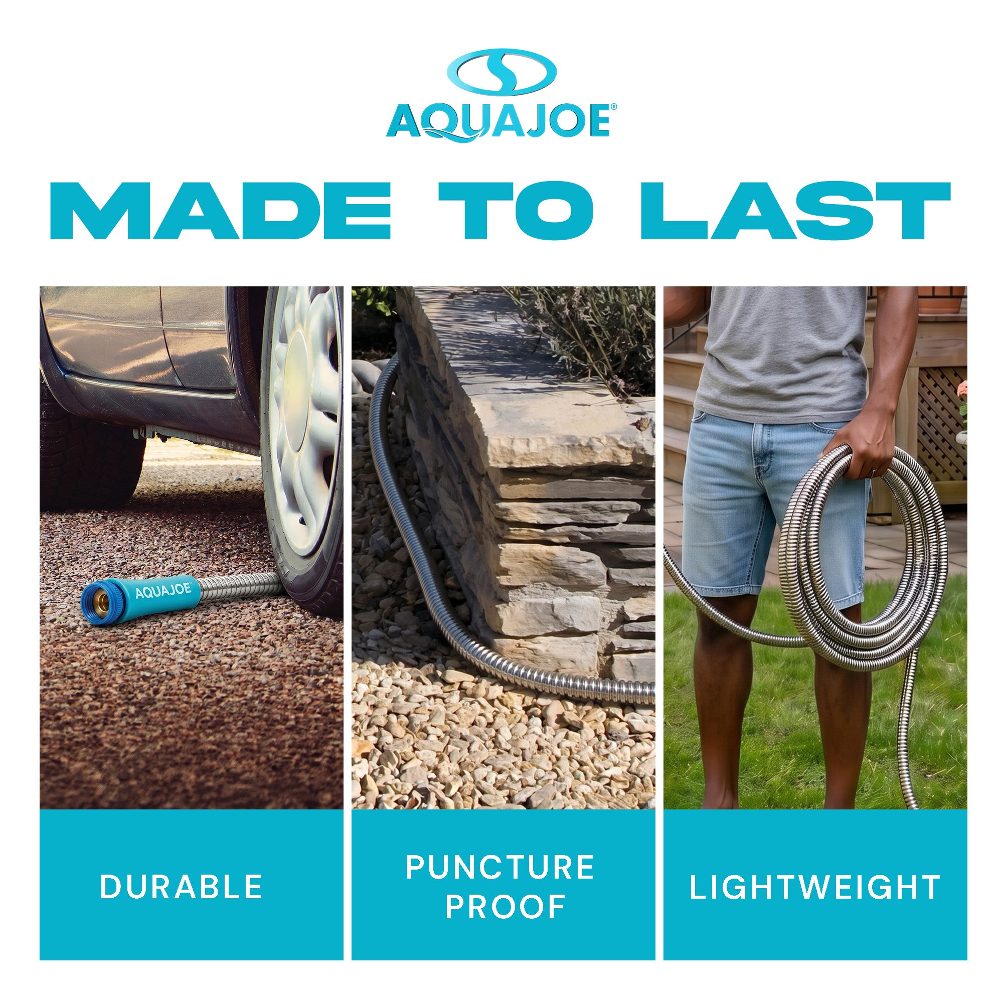 Aqua Joe 75 Ft Heavy Duty Stainless Steel Garden Hose, 1/2" Diameter, AJSGH75 - VMInnovations