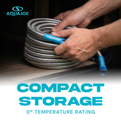 Aqua Joe 75 Ft Heavy Duty Stainless Steel Garden Hose, 1/2" Diameter, AJSGH75 - VMInnovations